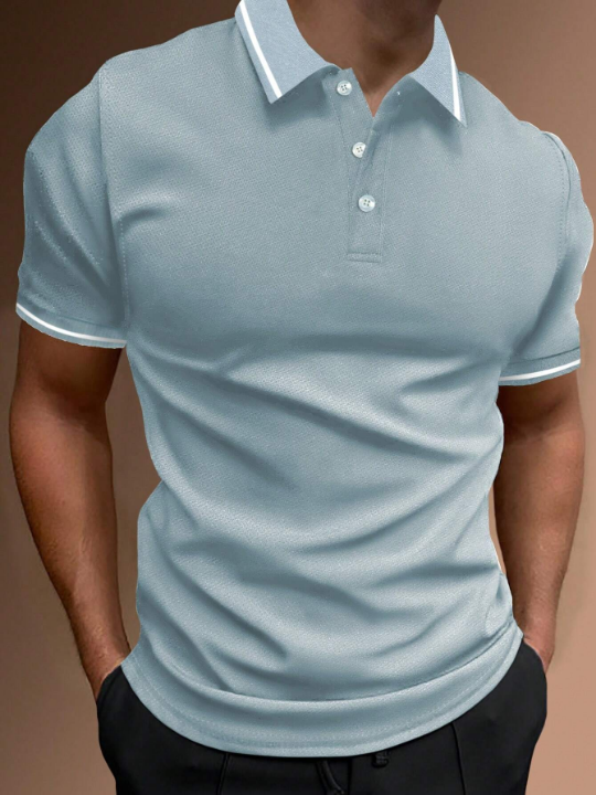 FASHION WORLD Manfinity Homme Men Single Striped Trim Polo Shirt