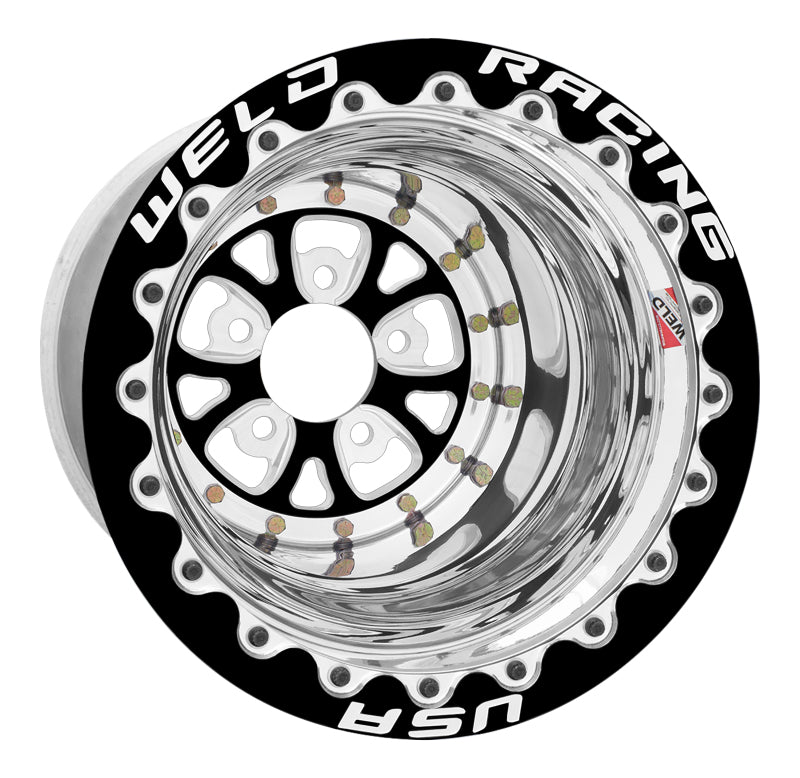 Weld V Series 15x12 / 5x4.75 BP / 6in. BS Black Wheel   Black Single Beadlock MT