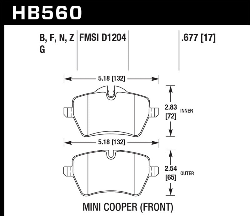 HAWK PERFORMANCE Hawk 05 06 JCW R53 Cooper S & 07+ R56 Cooper S HP+ Street Front Brake Pads