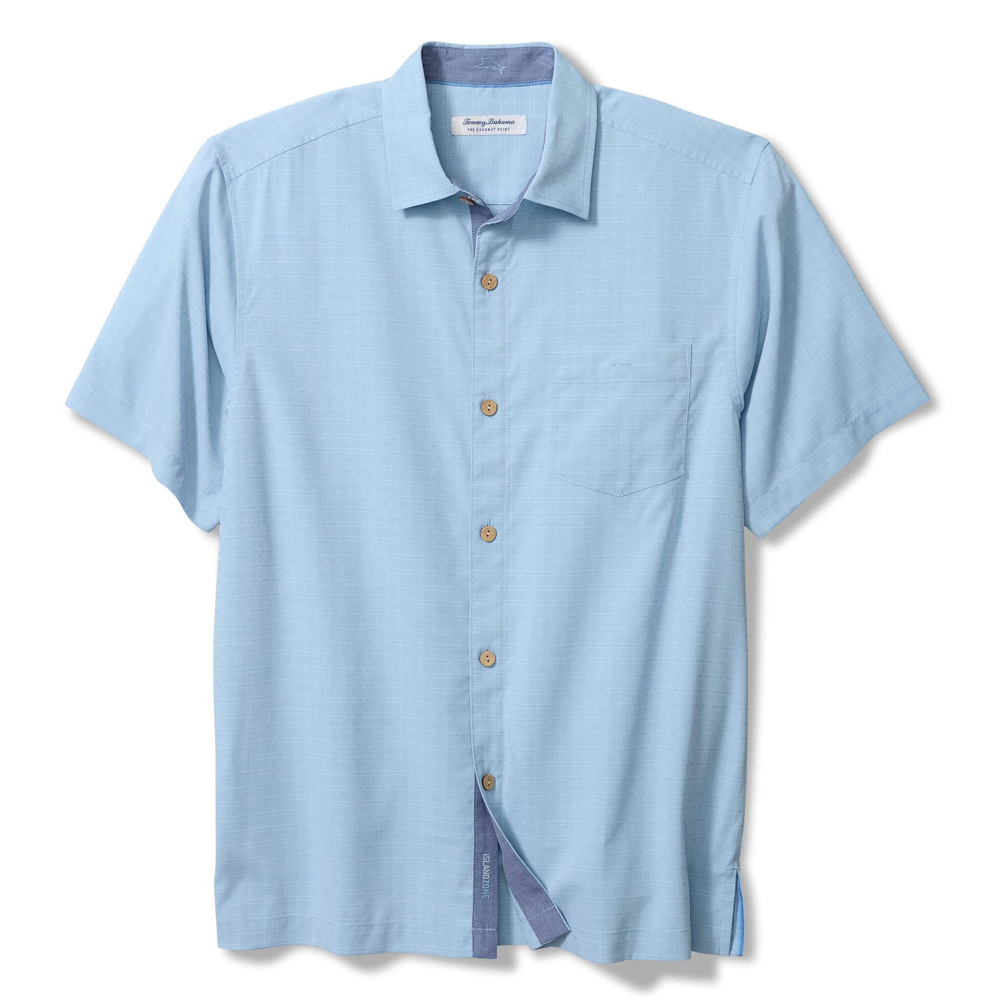 TOMMY BAHAMA MENS Tommy Bahama Men's IslandZone Coastal Ease Costa Check Camp Shirt   Vacation Blue