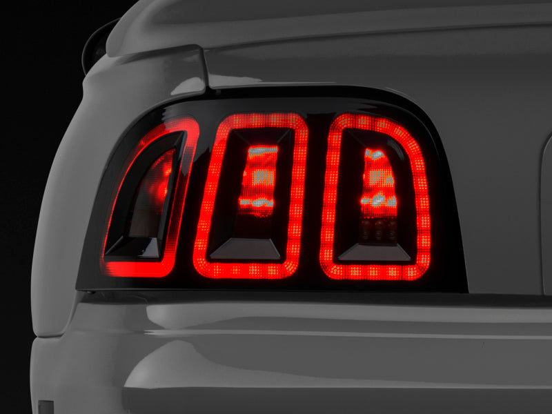 Raxiom 96 98 Ford Mustang Icon LED Tail Lights  Black Housing (Smoked Lens)
