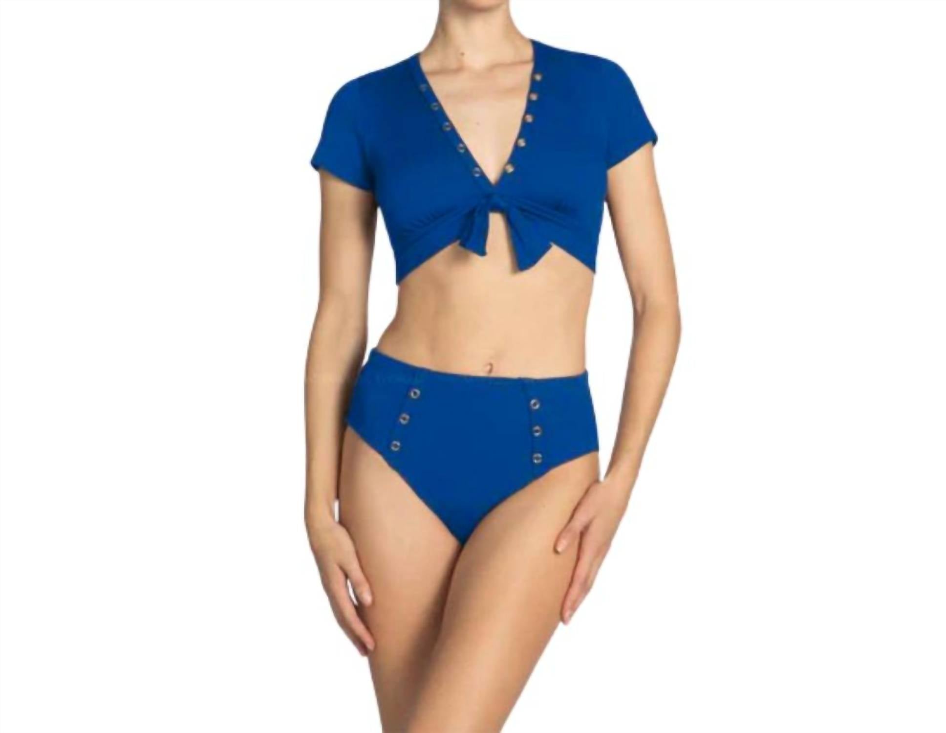 2244 Amy High Waist Bikini Bottom In Lapis