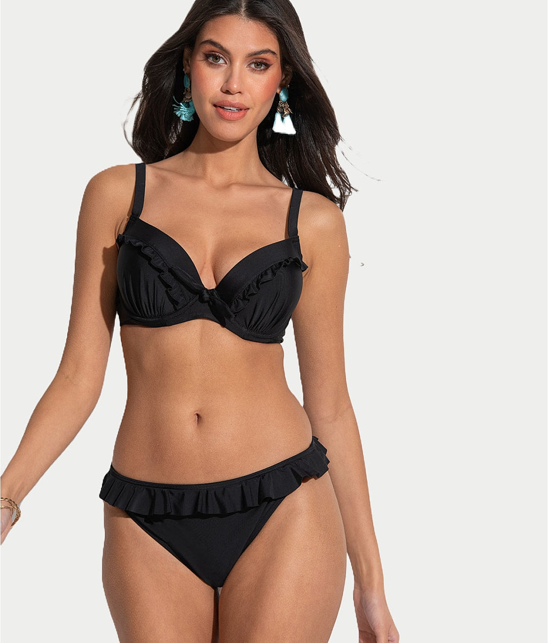 POUR MOI Bermuda Padded Frill Underwire Bikini Top