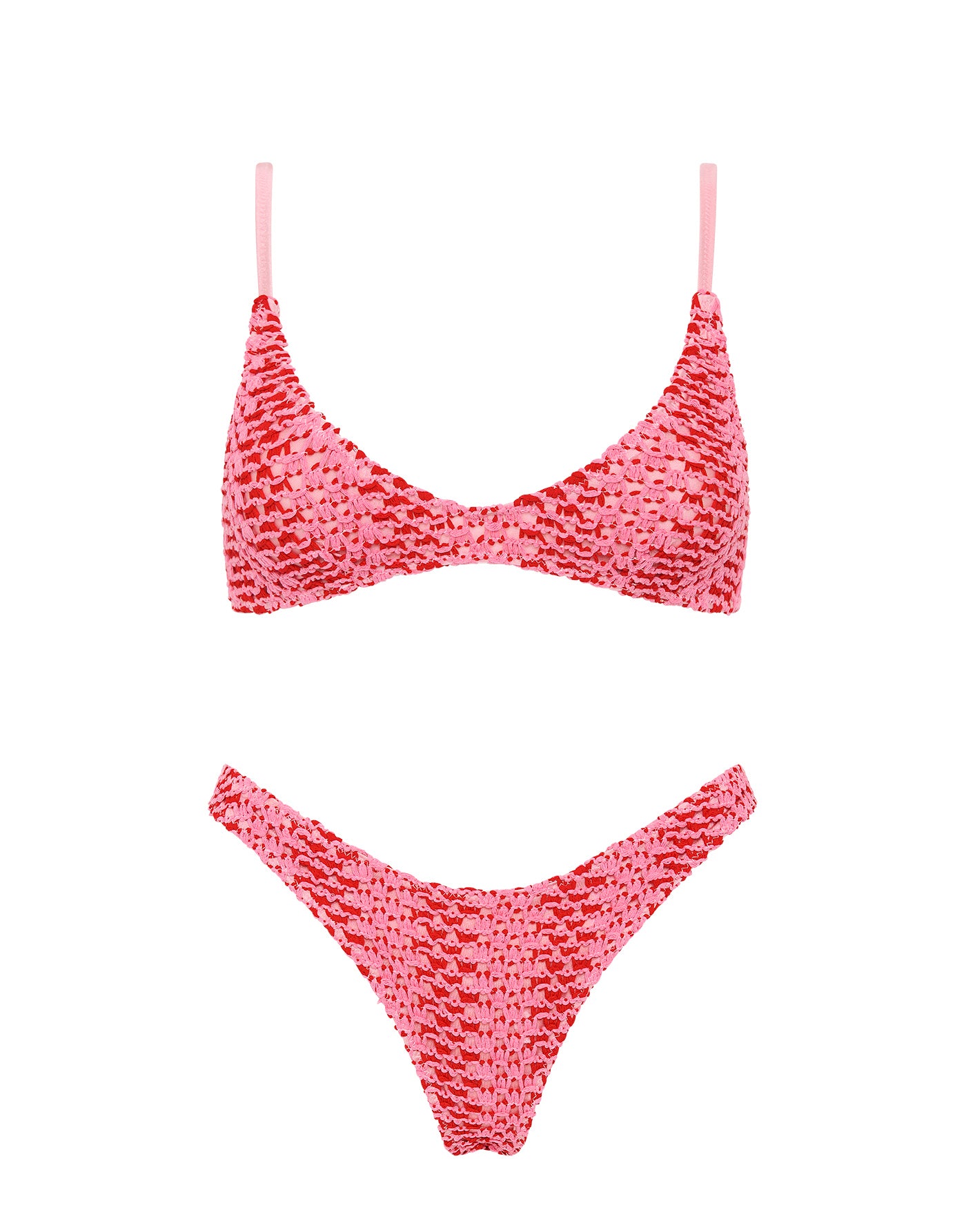 TRIANGL MAIA   ALINA Pink Crochet Scoop Bikini Set
