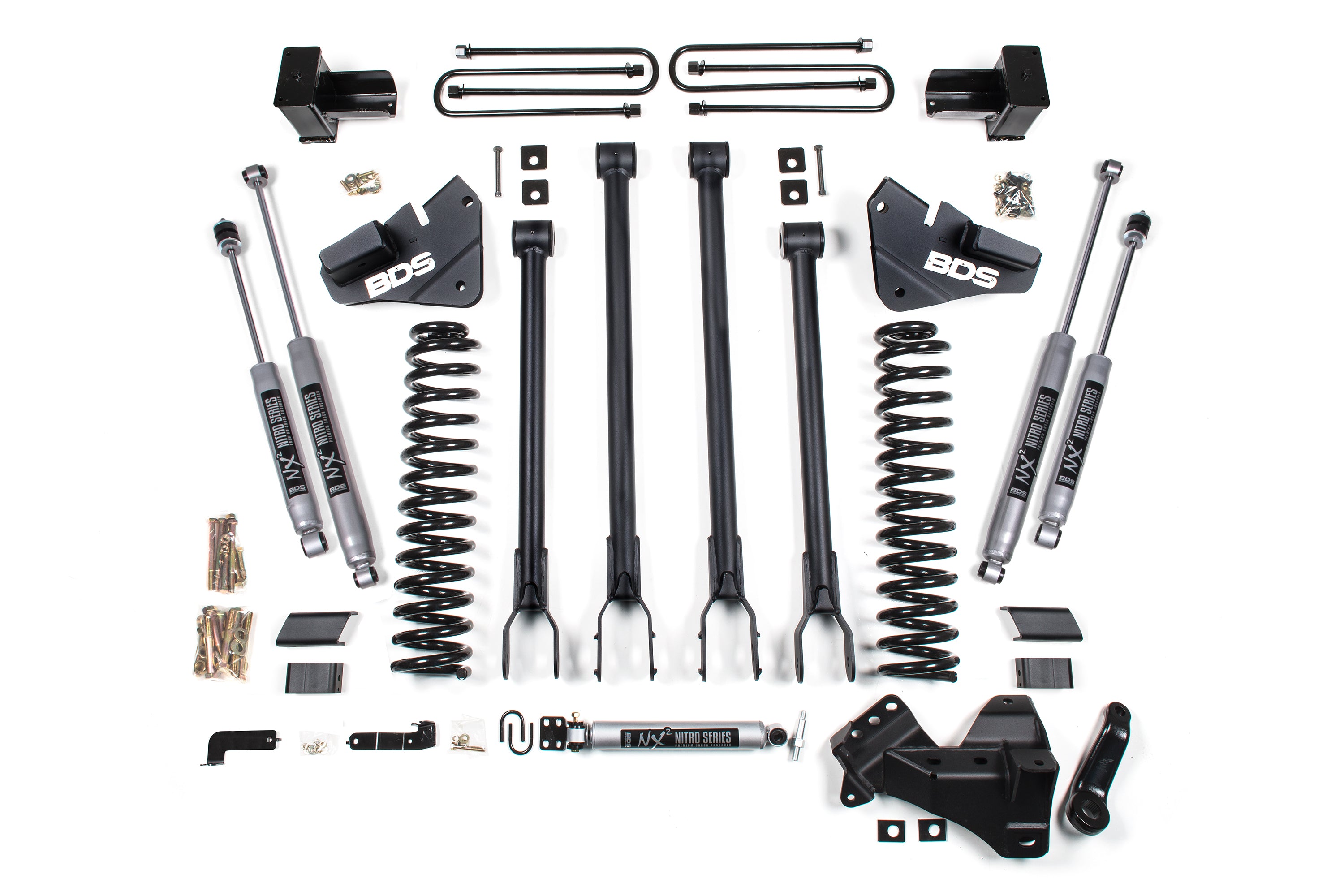 BDS SUSPENSION BDS 4 Inch Lift Kit 4 Link Conversion Fits Ford F250/F350 Super Duty (17 19) 4WD Diesel