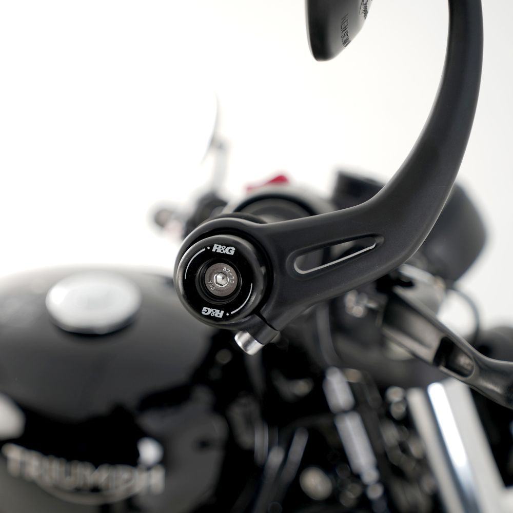 R&G Racing Black Bar End Sliders For 2017 2024 Triumph Bonneville Bobber