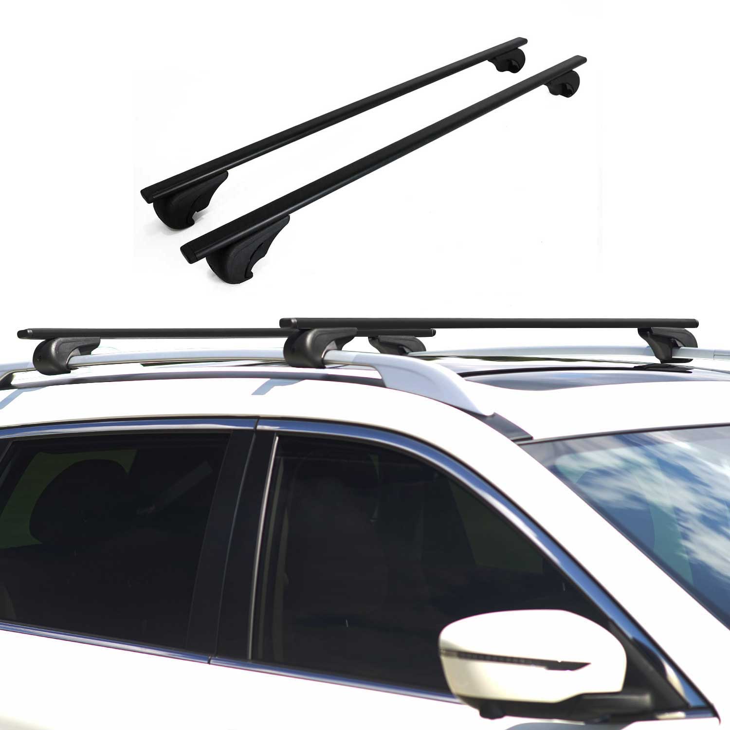 OMTEC 2008 2013 Jeep Liberty Roof Rack Cross Bars Black