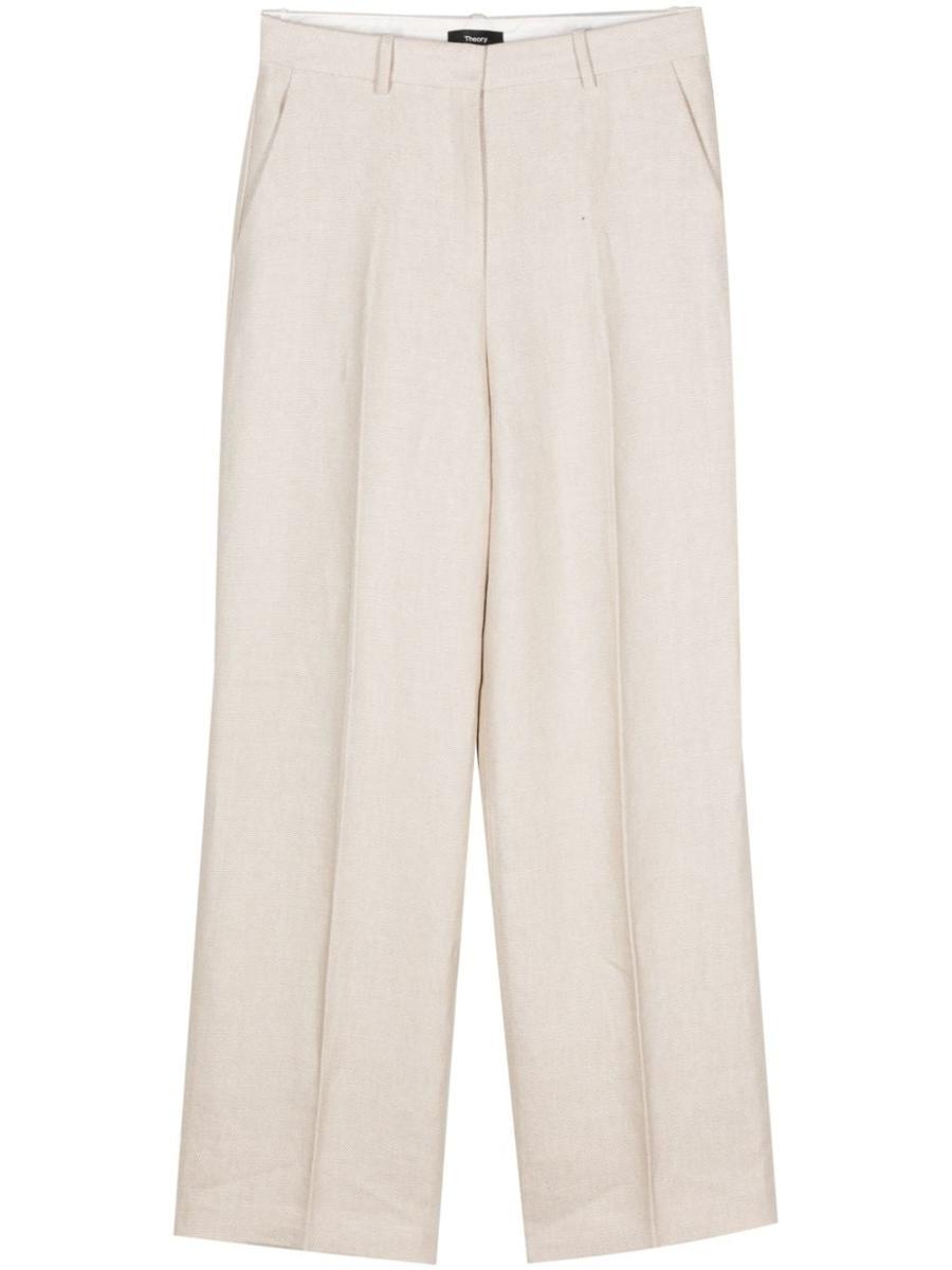 Theory Straight Leg Pant In Basket Weave Linen