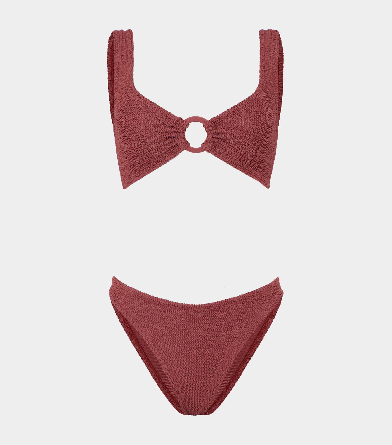 HUNZA G Julia Bikini With Tonal Hoops   Metallic Rosewood