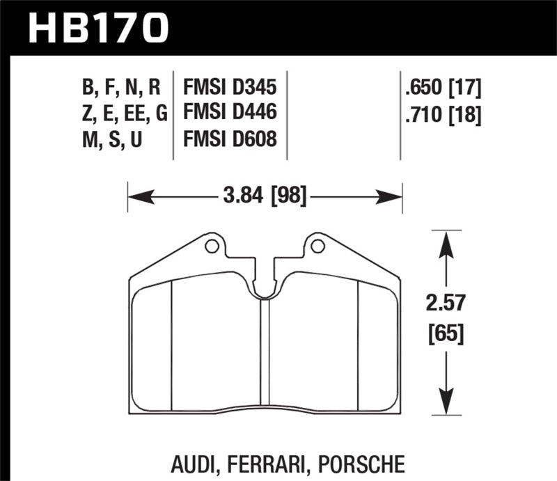 HAWK PERFORMANCE Hawk 79 99 Porsche 911 / 86 95 Porsche 928 / 86 94 Porsche 944 Turbo DTC 60 Race Rear Brake Pads