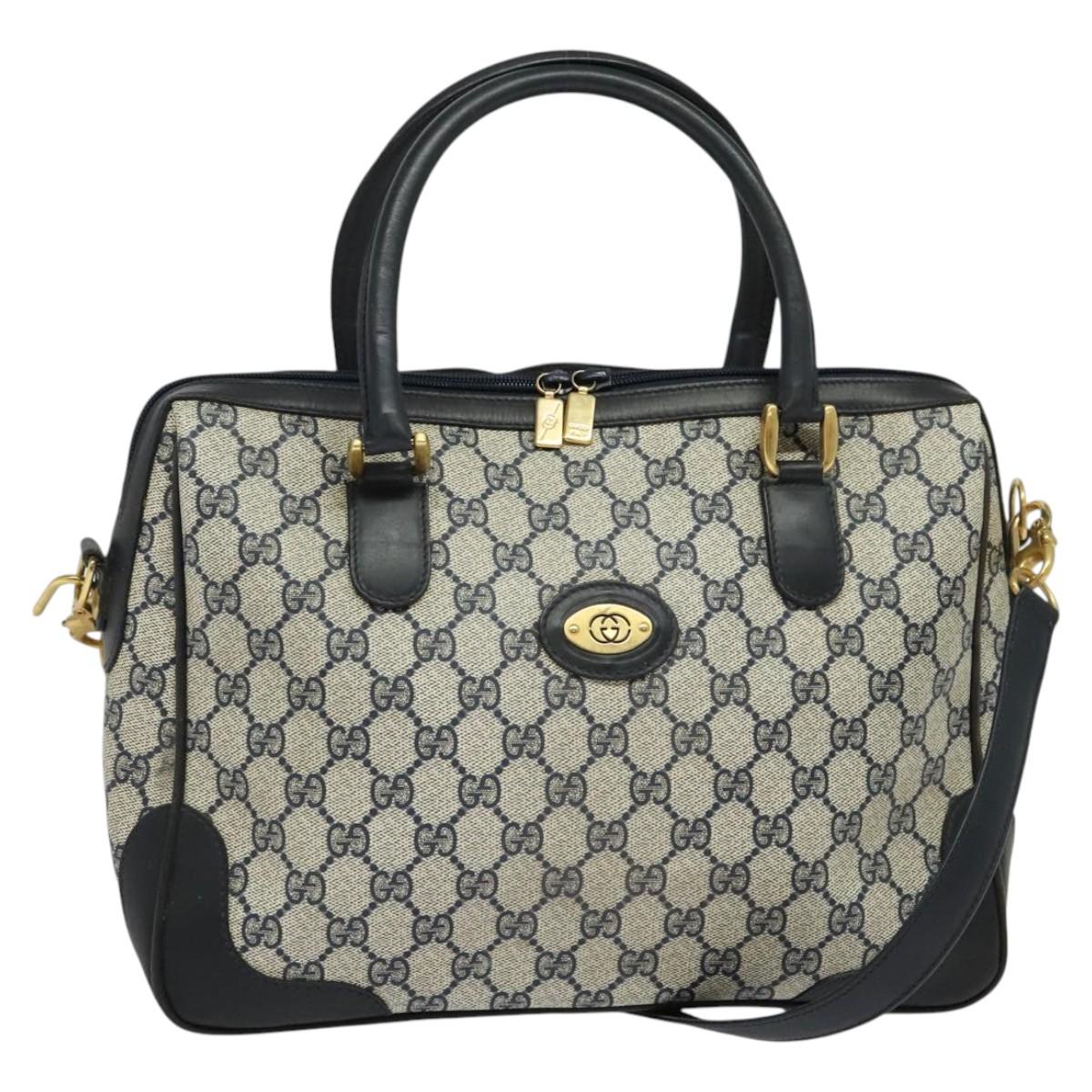 GUCCI GG Supreme Hand Bag PVC 2way Navy Gold 002 58 0033 Auth 123421