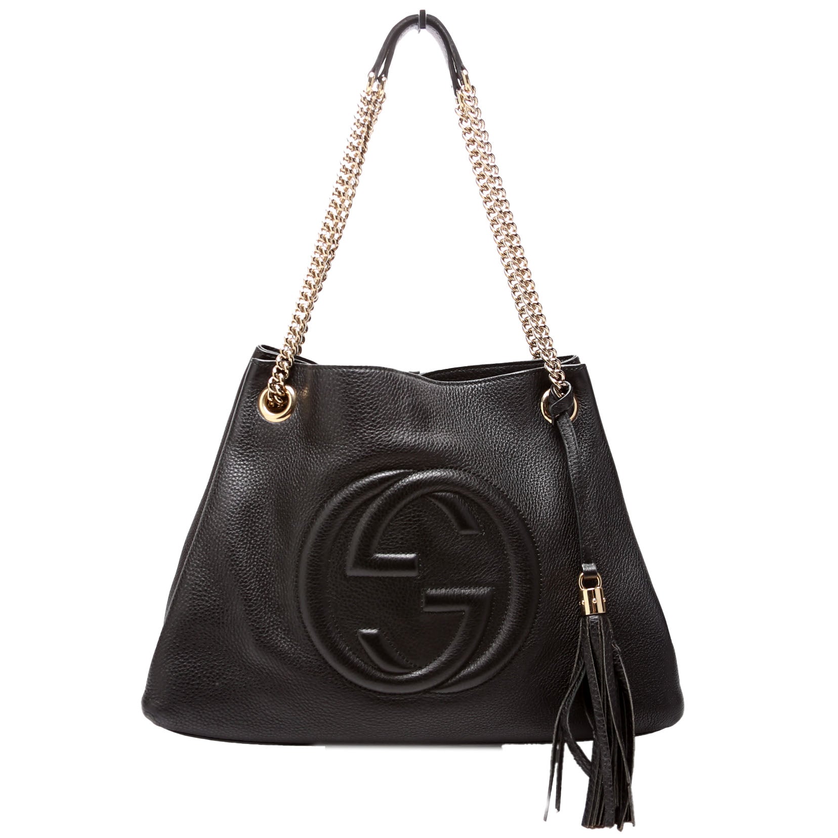 GUCCI 308982 Soho Leather Shoulder Medium Black