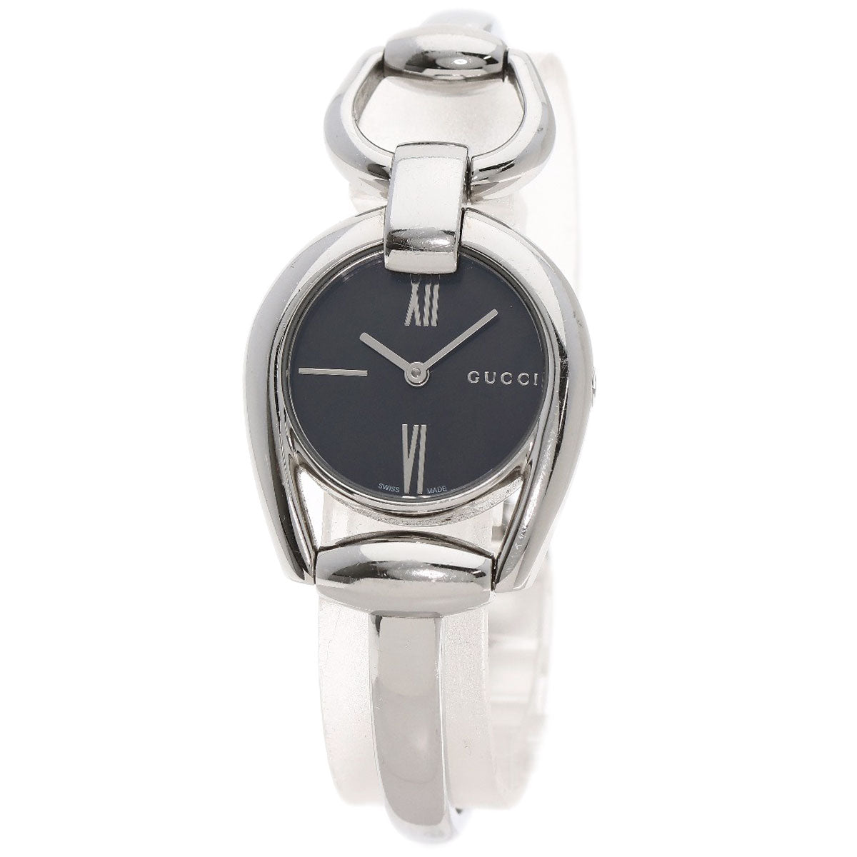GUCCI Watches Quartz 139.5 Stainless Steel   Stainless Steel Silver Horsebit Black shell dial Women Used Authentic