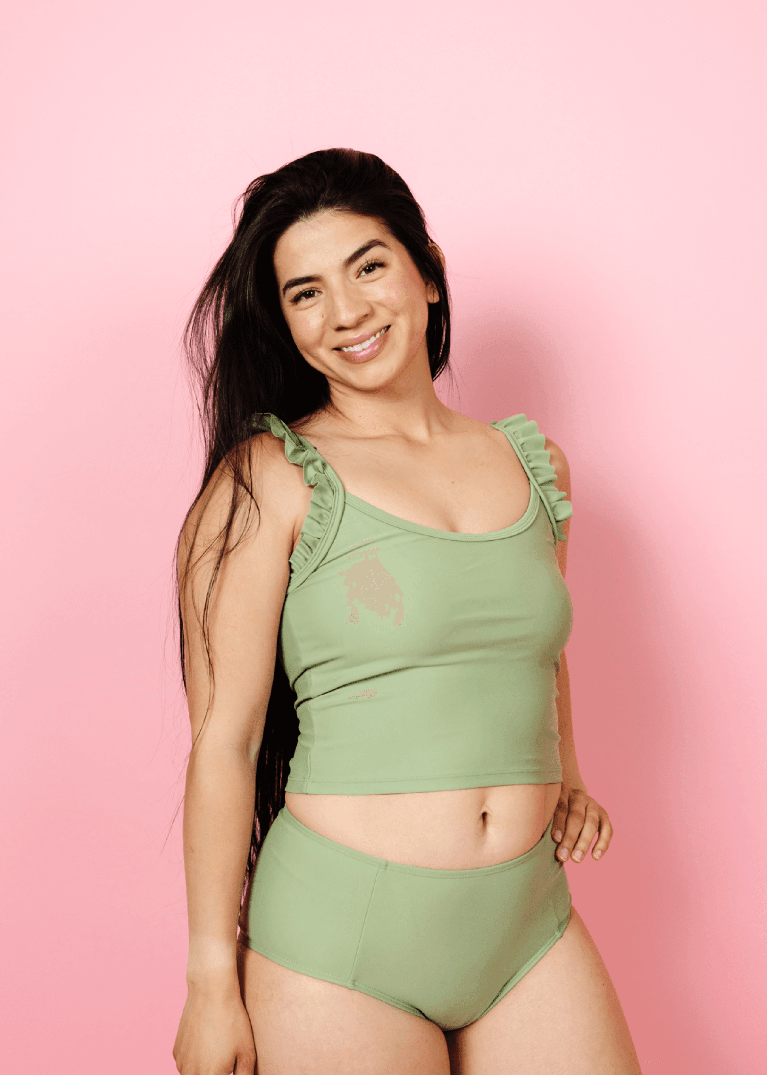 KORTNI JEANE Meadow Green   Mid Rise Bottoms
