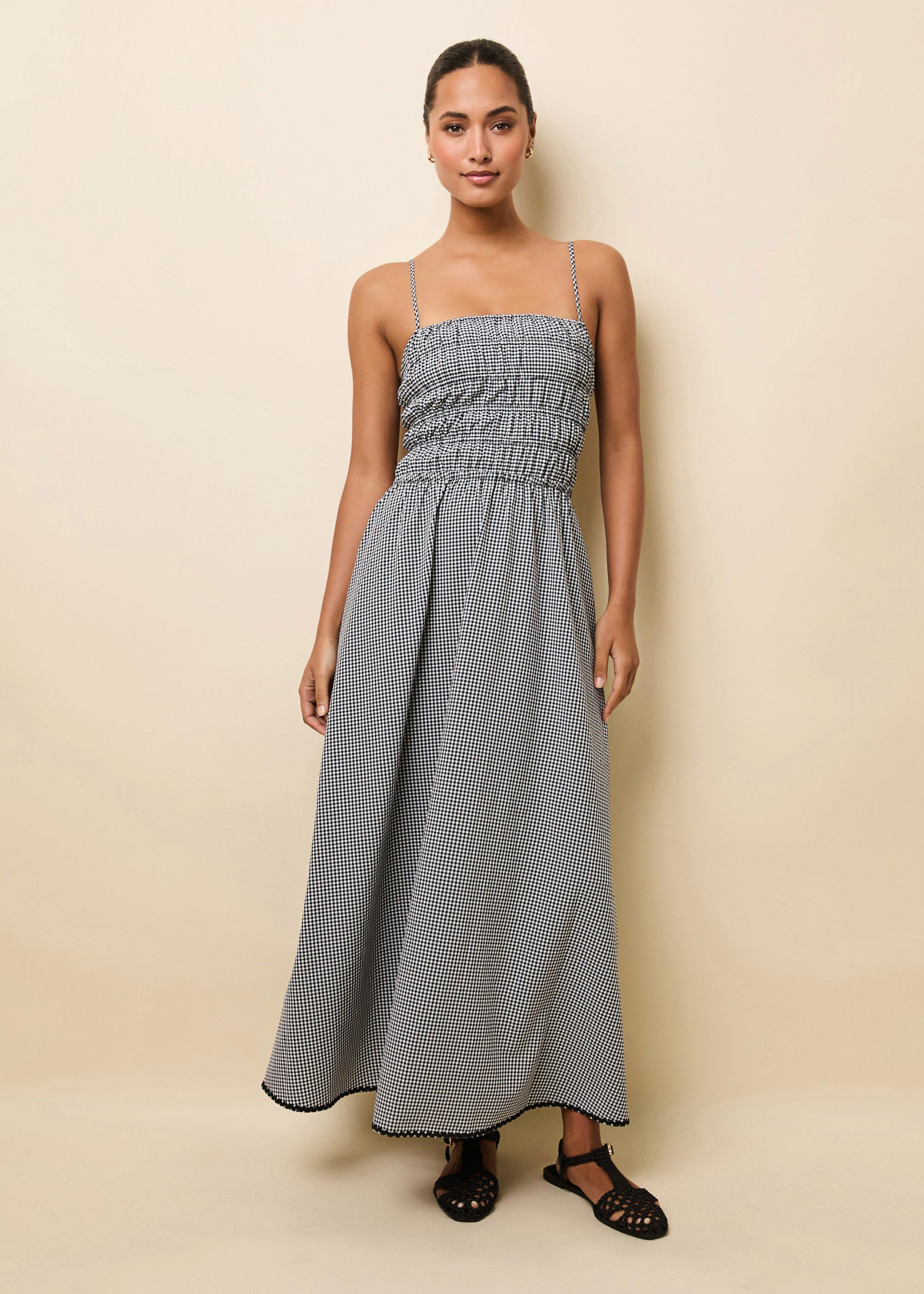SOLID & STRIPED Delta Midi Dress Noir Gingham