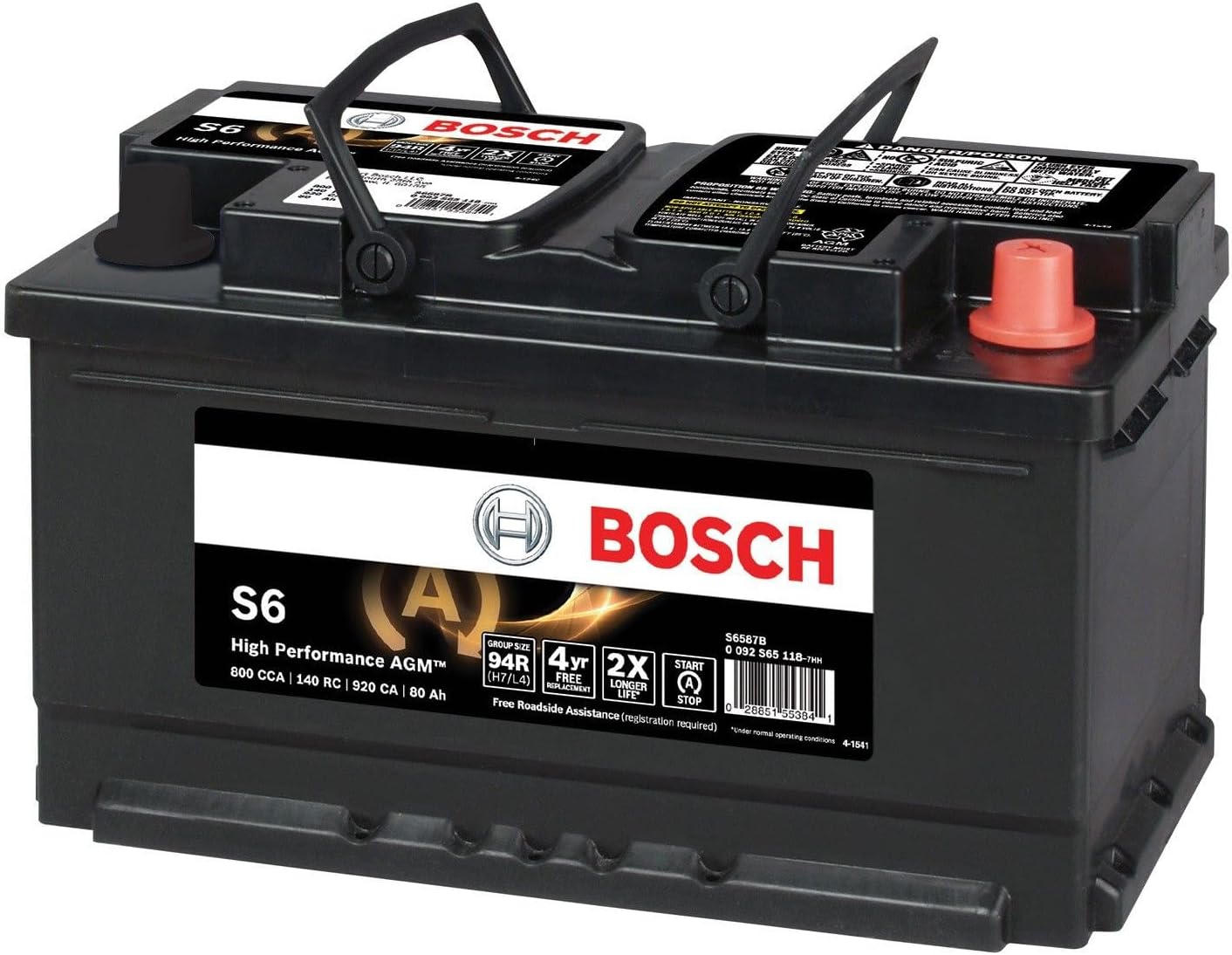 PARTSAUTHORITY BOSCH BOSCH S6587B S6 Flat Plate AGM Battery   Group 94R (H7/L4)