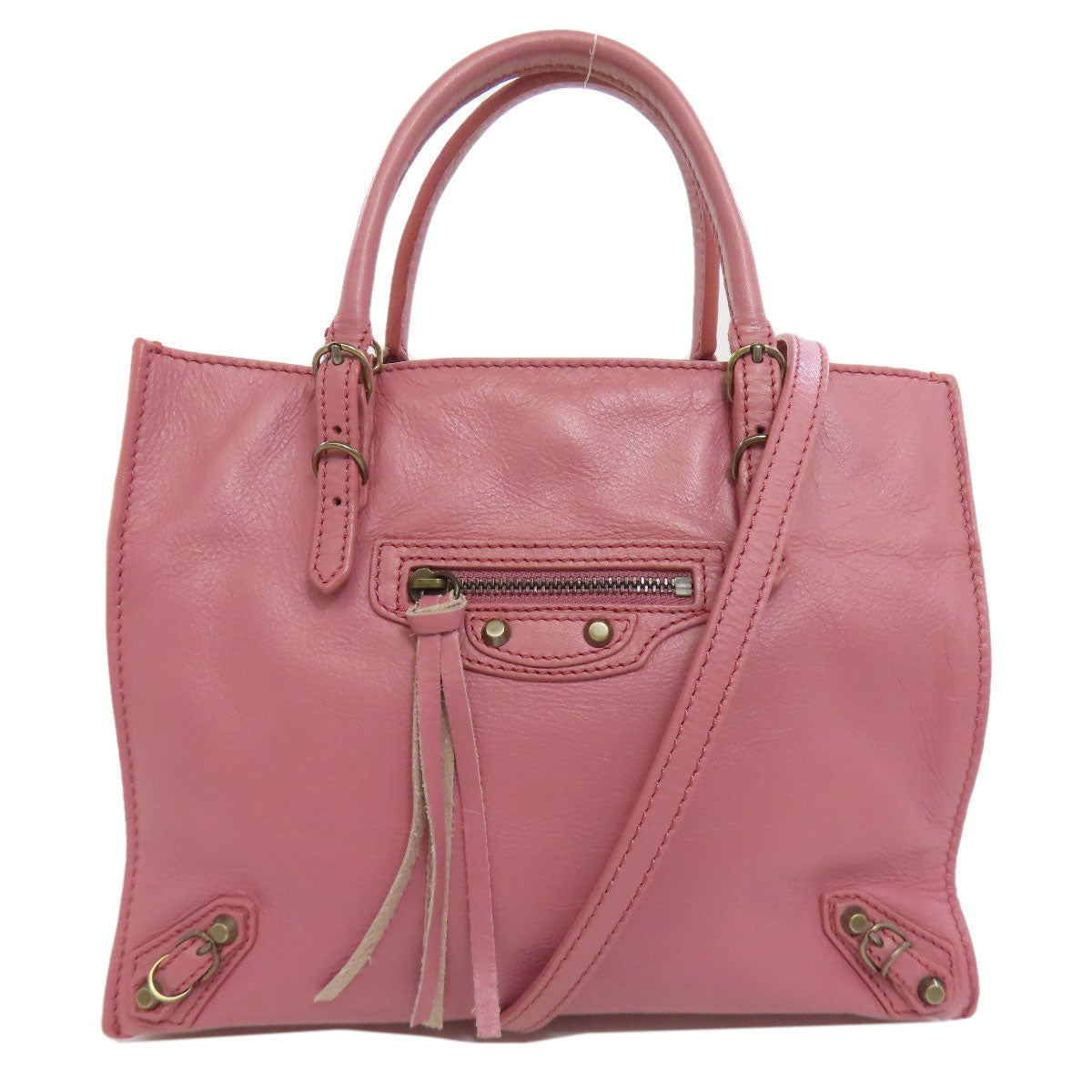 BALENCIAGA Handbag 305572 Calfskin pink Paper Bag Mini 2WAY Women Used Authentic