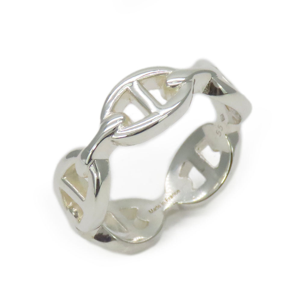 HERMES Ring Silver925 Silver Anchene Chene Dunkle Women Used Authentic