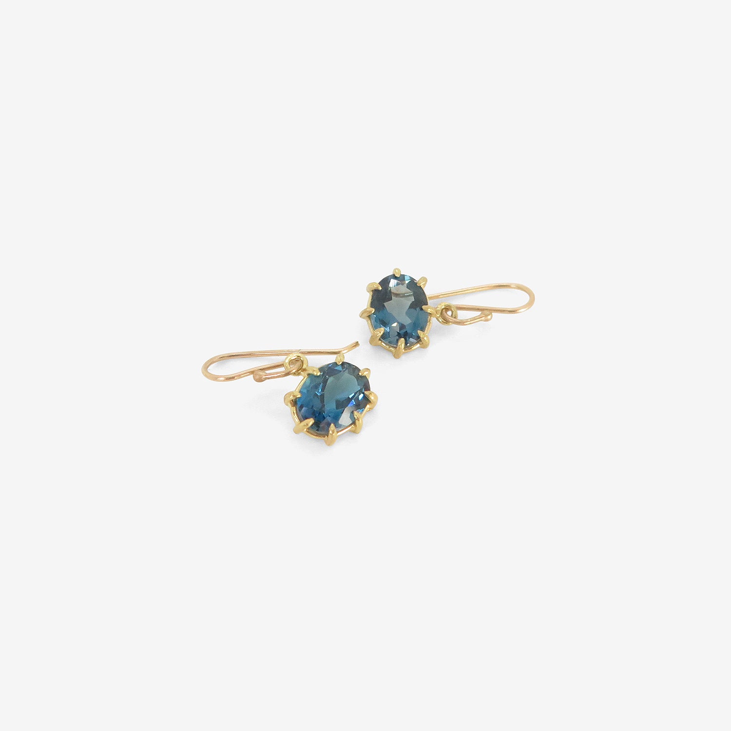 ROSANNE PUGLIESE 18K & FACETED OVAL LONDON BLUE TOPAZ EAST WEST MINI GEM EARRINGS