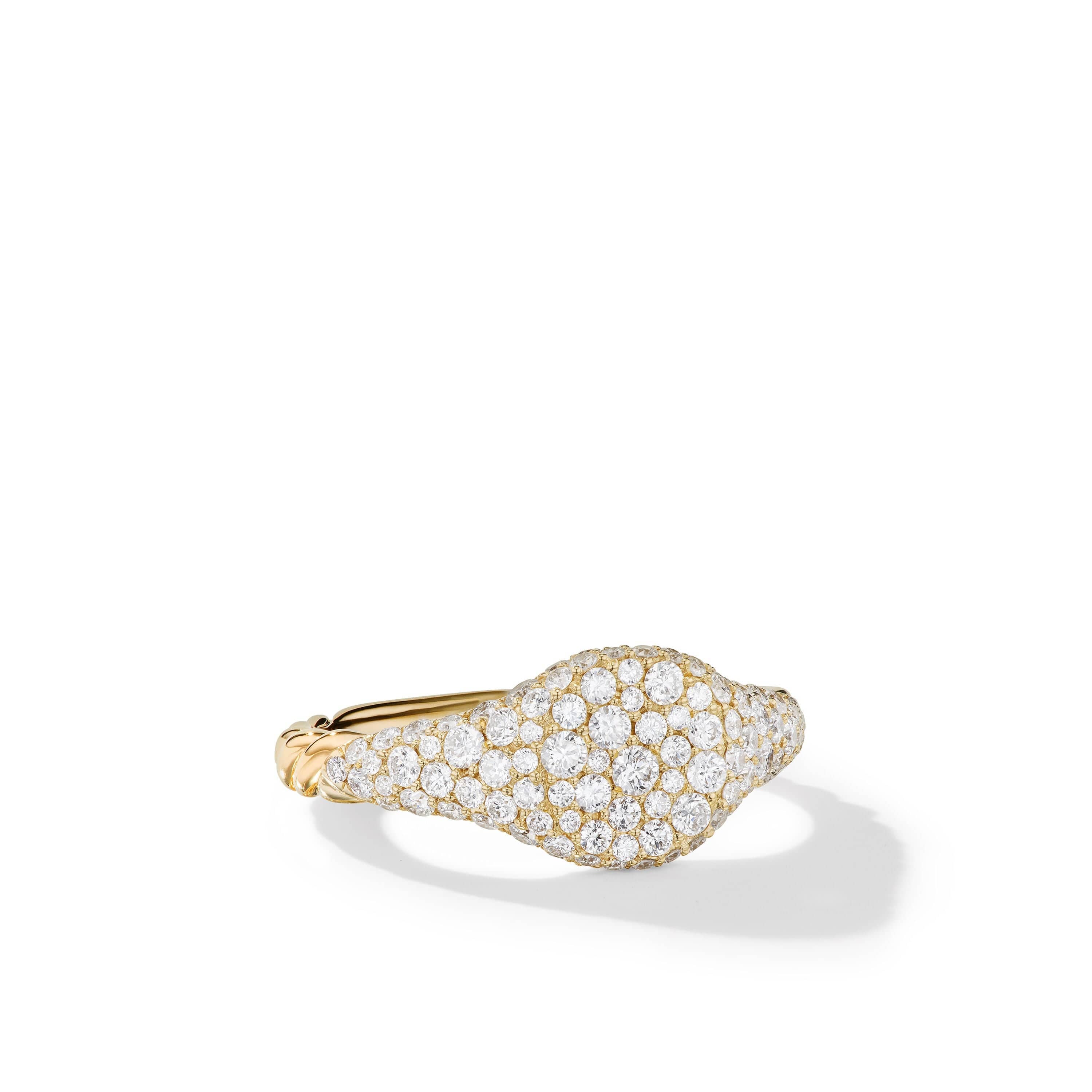 DAVID YURMAN Petite Pavé Pinky Ring in 18K Yellow Gold with Diamonds