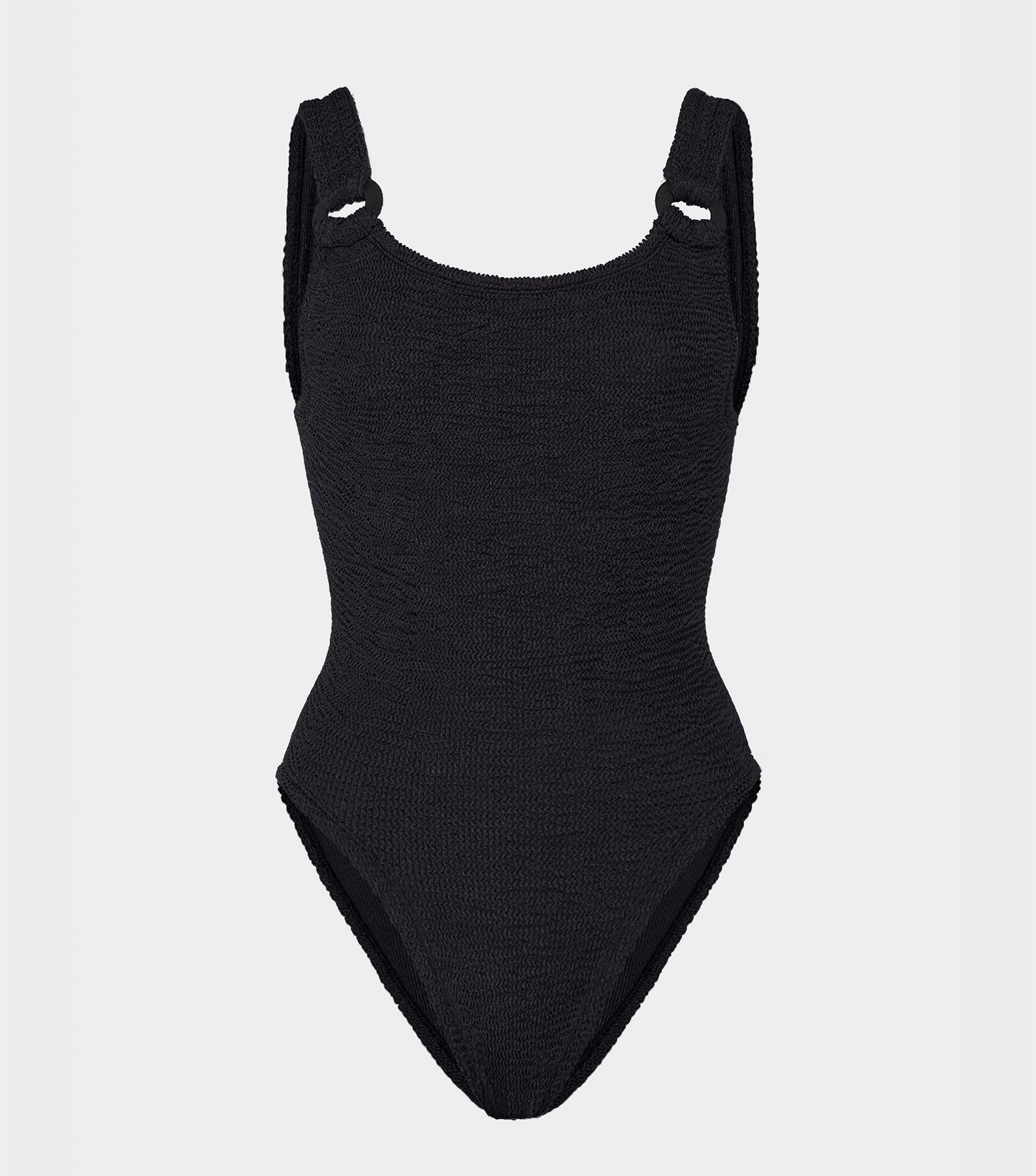 HUNZA G Domino Swim With Tonal Hoops   Black