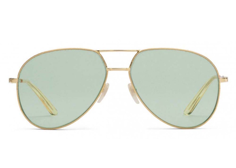 Gucci Aviator Metal Sunglasses Green Gold