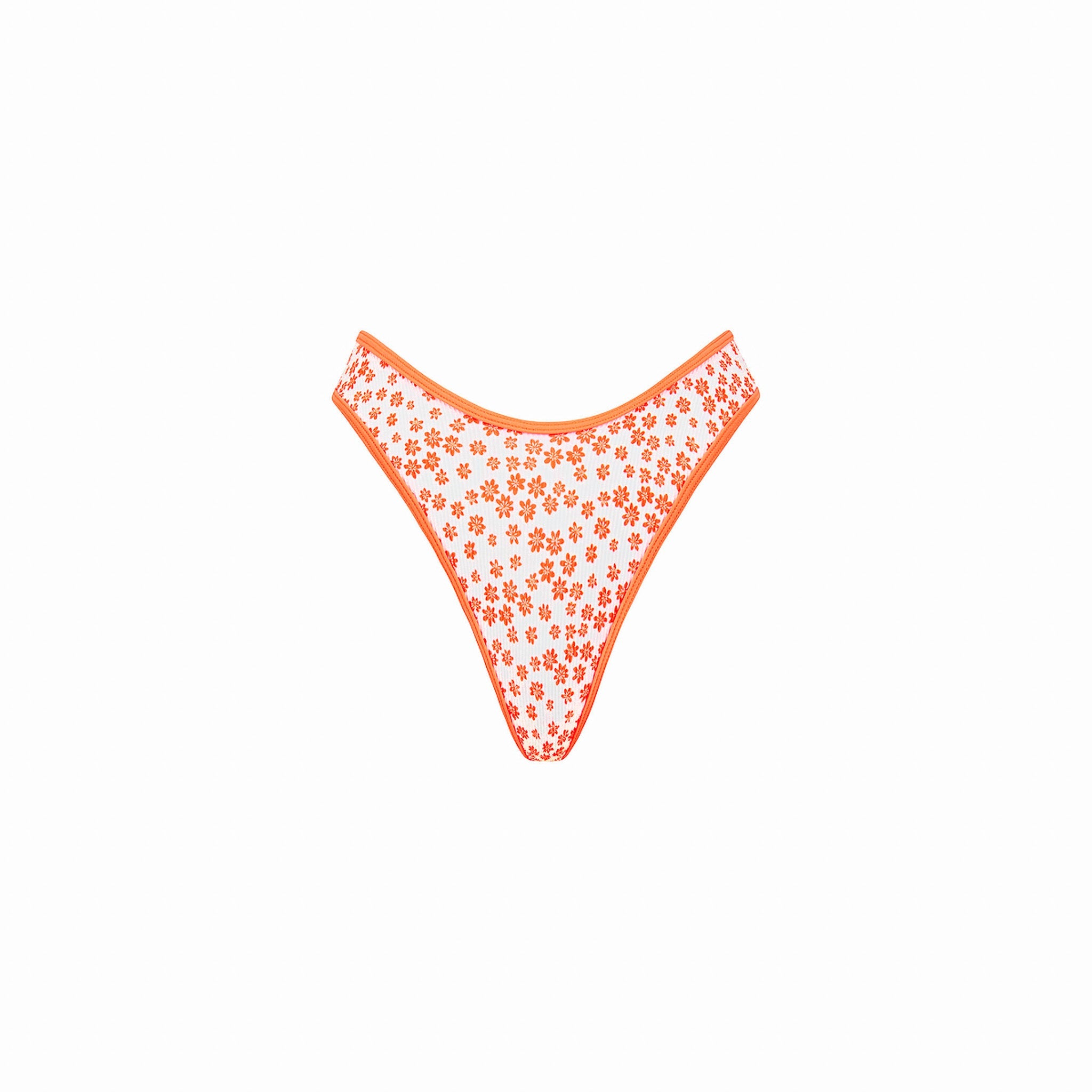 KULANI KINIS High Leg Thong Bikini Bottom   Orange Fantasy