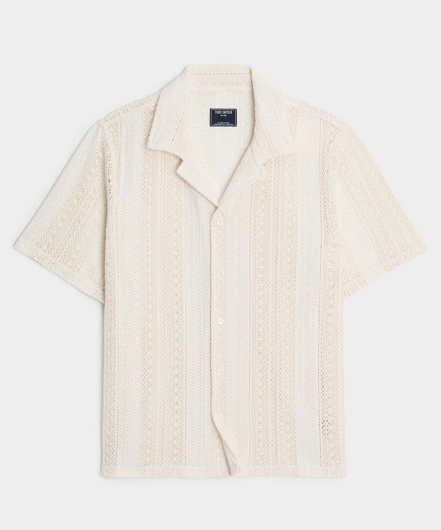 TODD SNYDER Relaxed Open Knit Embroidered Cabana Polo