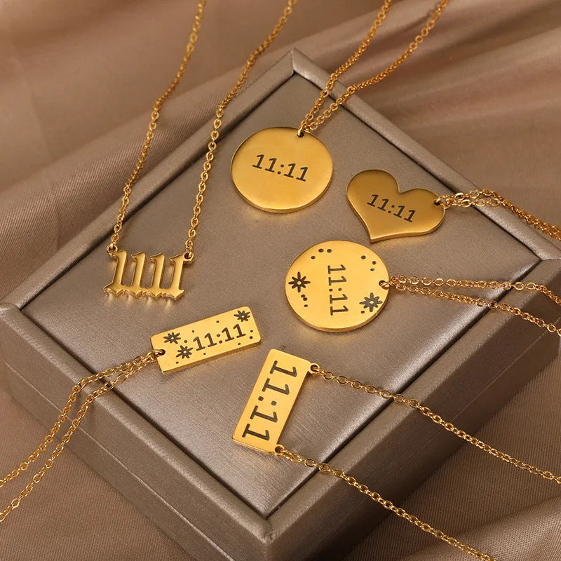 ALIEXPRESS New ins Stainless Steel Letter Square Angel Number 1111 Necklace For