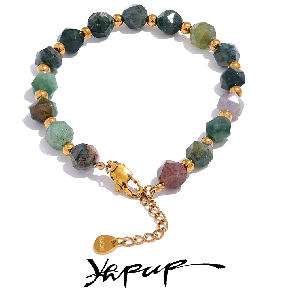 ALIEXPRESS Yhpup Indian Agate Natural Stone Beads Chain Men Bracelet Bangle