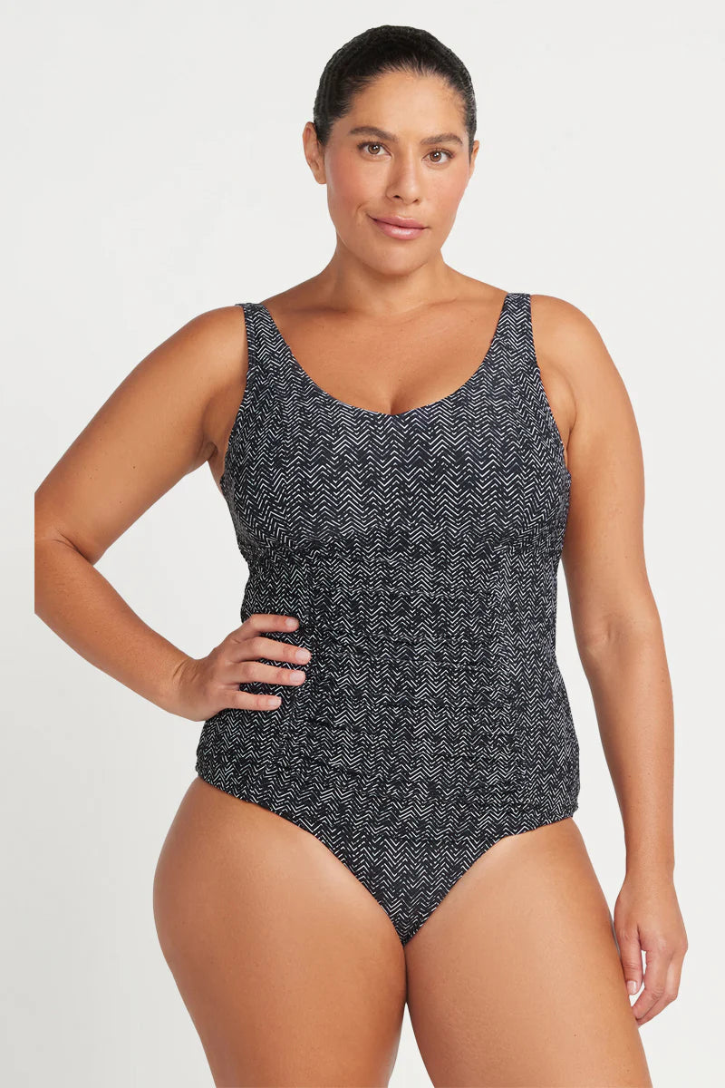 ARTESANDS Zig Zag Raphael E   F Cup Underwire Tankini Top   Black
