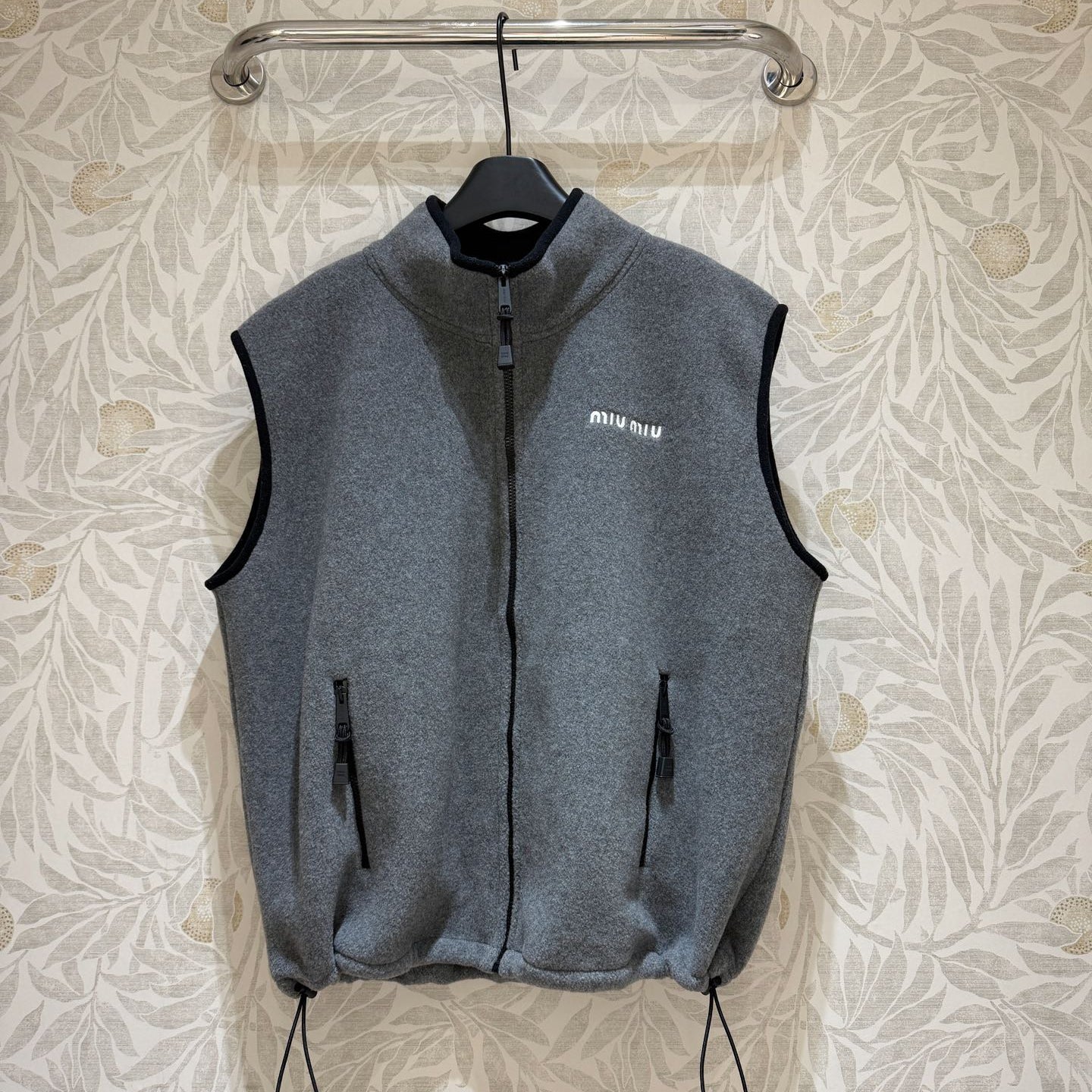 MIUMIU CLOTHING Miu Miu Polar Fleece Vest Gray Polyester