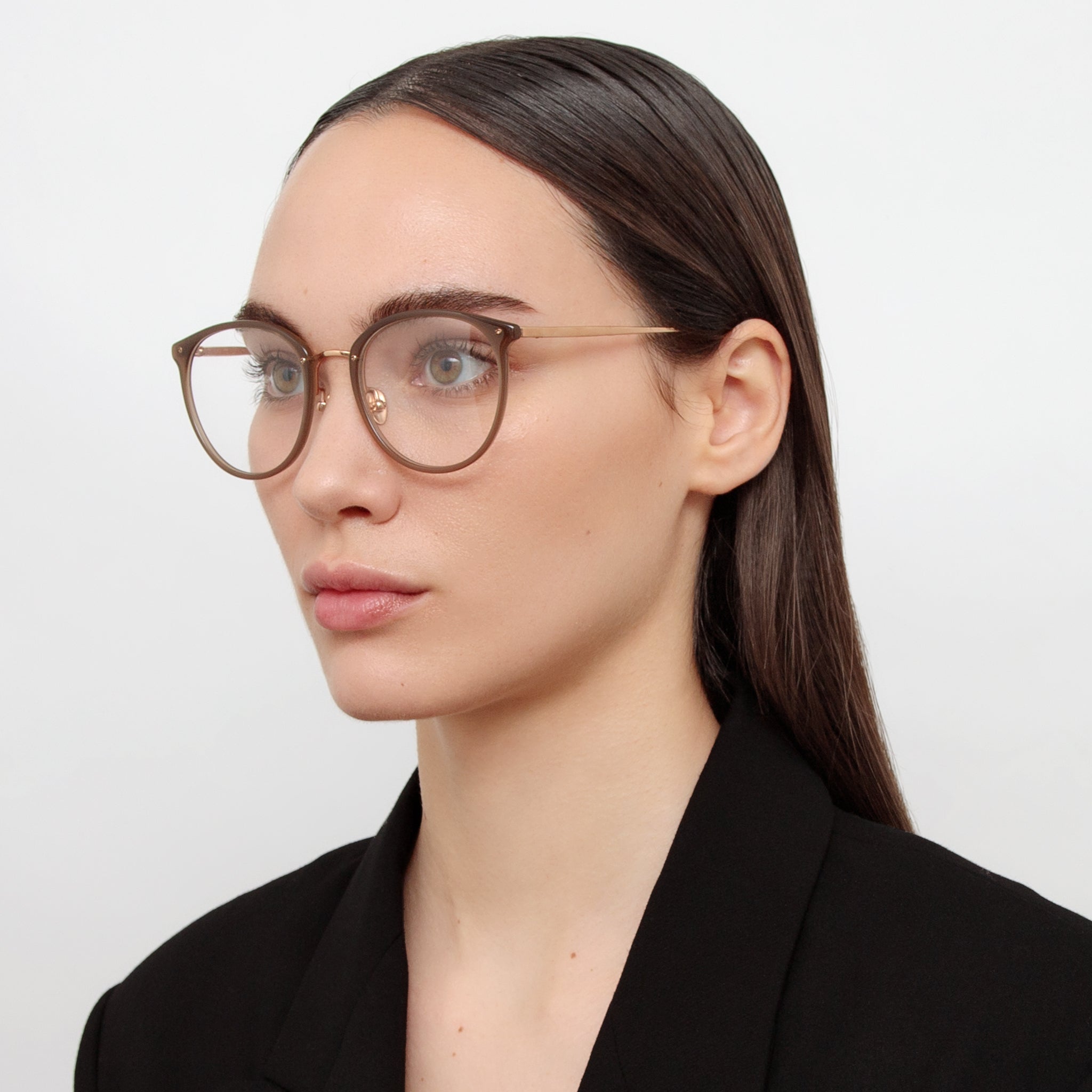 Linda Farrow The Calthorpe   Oval Optical Frame in Mocha (C87)