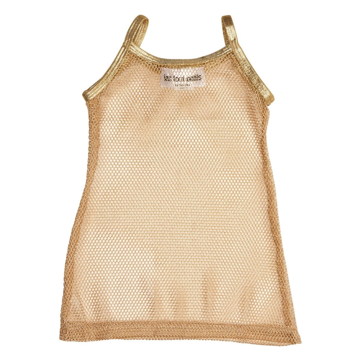 LES TOUT PETITS MESH COVER UP DRESS W  METALLIC TRIM