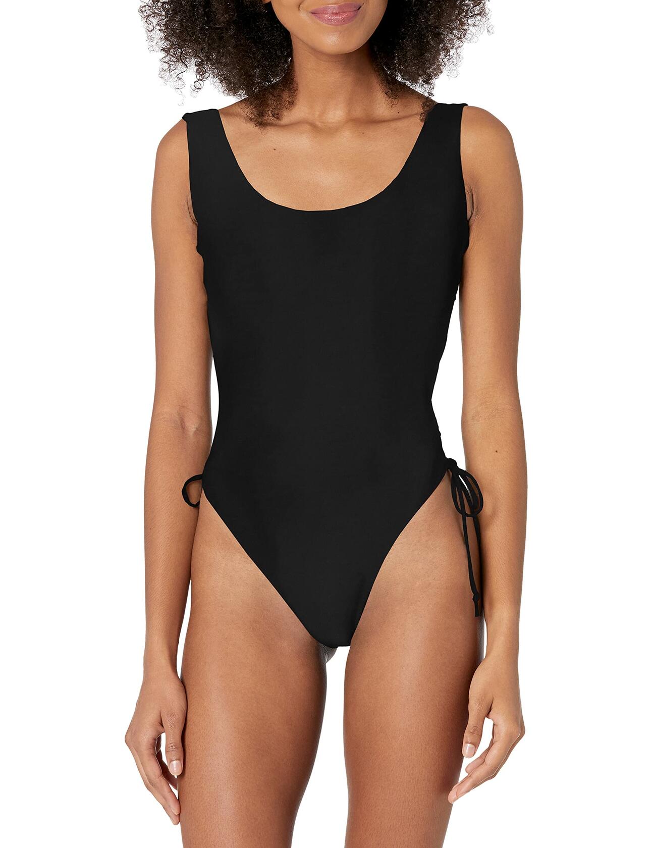Bikini Lab Women's Lace Up Adjustable Side Tie High Leg One Piece Swimsuit 