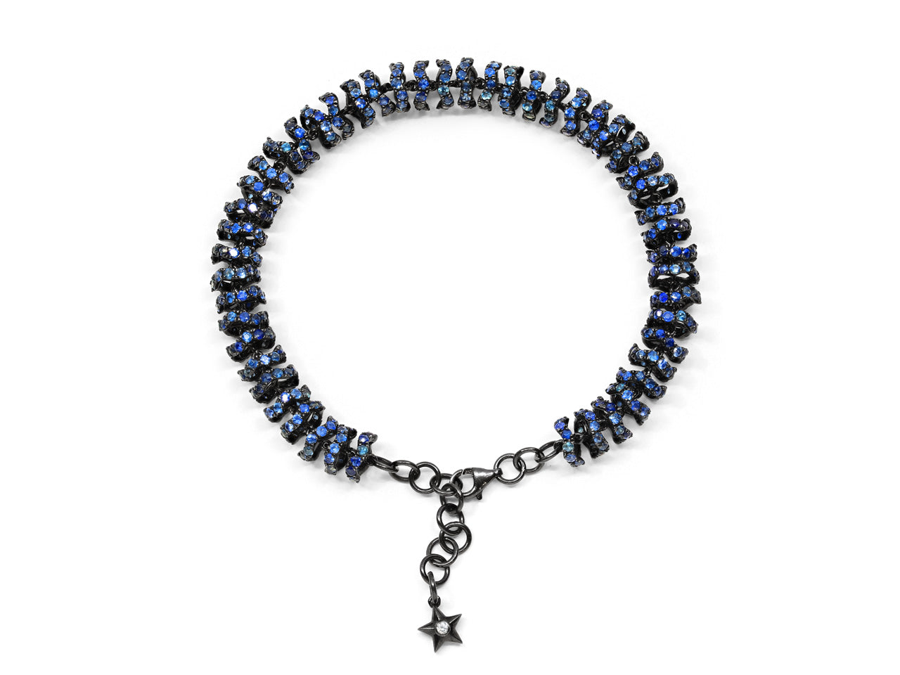 BELADORA Ofira 'Halo' Sapphire Bracelet in 18K Blackened Gold