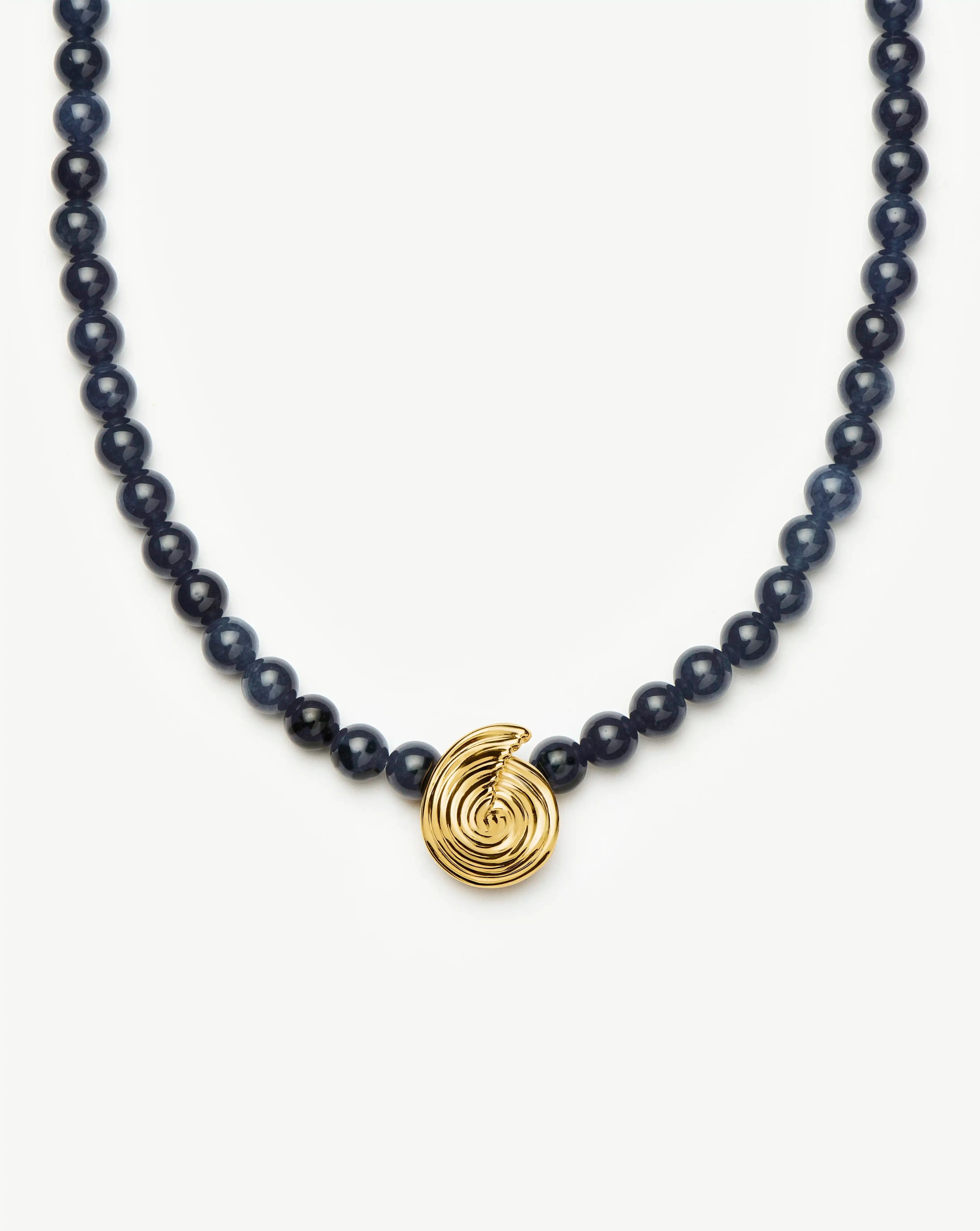 MISSOMA Spiral Gemstone Beaded Pendant Necklace   18ct Gold Plated Dark Blue Crystal Quartz
