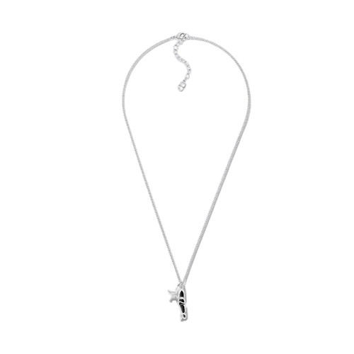 Dior and Lewis Hamilton Pendant Necklace Silver Black White