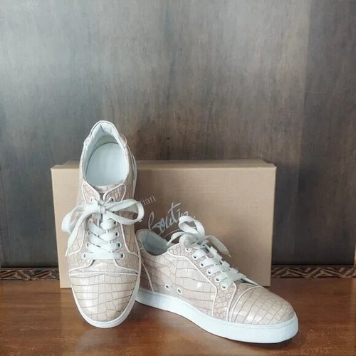 Christian Louboutin Vibira Orlato Flat Mini Croco Leche Low Top Sneaker 37 US7