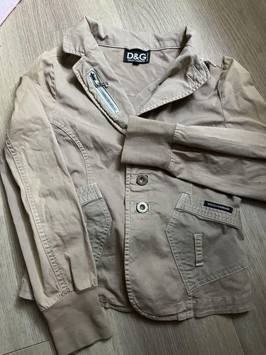 D&G Dolce & Gabbana Belt Jacket Light Brown Ribbed Cuff V York S