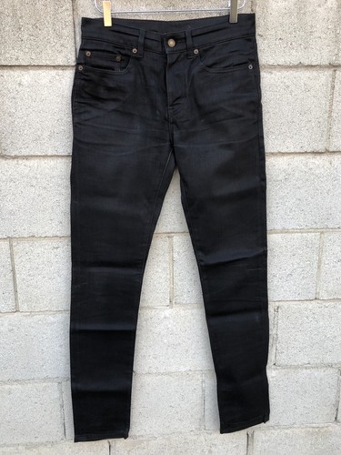 0 Saint Laurent 2018 D02 Skinny Jeans Distressed Denim Black Sz 29 31x34