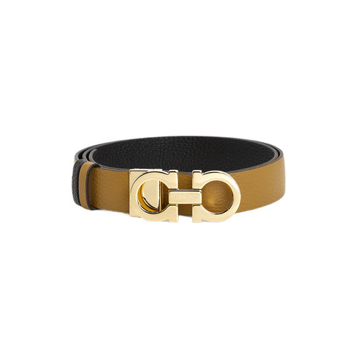 (W) Ferragamo Gancini Reversible Belt Free Cutting Beige