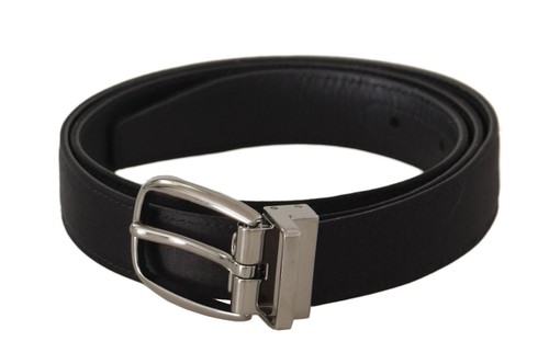 Dolce & Gabbana Elegante Seta Cintura IN Pelle con Logo Uomo Fibbia Originale