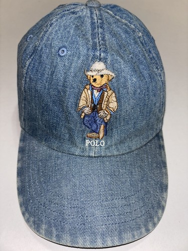 Polo Ralph Lauren Blue Denim Hat Cowboy Bear Baseball Ball Cap