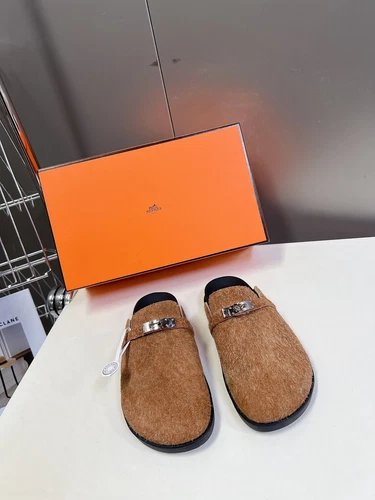 Hermes Newest kelly Buckle Couple's Birkenstocks Brown Size 35 45