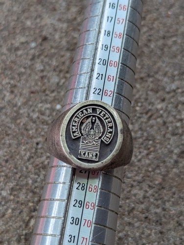 American Veteran Kansas Eagle Biker Sterling Silver 925 Men's Ring US Army Sz 11