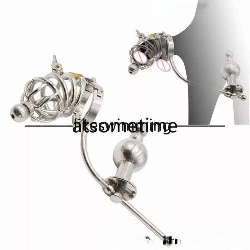 Male Stainless Steel Chastity Cage Plug Heavy Locks Chastity Device Alternative