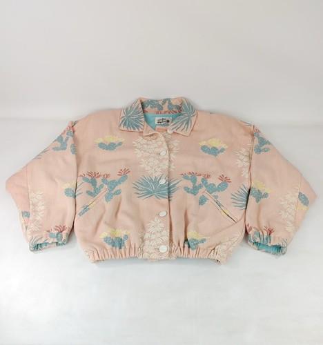 Love Apples by Stephanie Womens Pink Agave   Cactus Embroidery Jacket Sz L