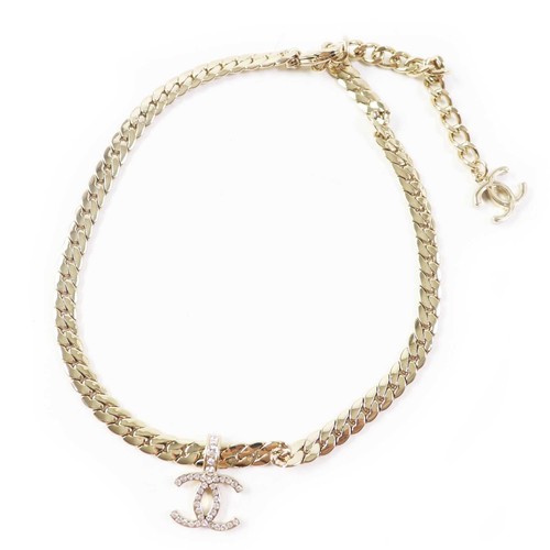 CHANEL Abd019 B24P Coco Mark Chain Necklace G Metal Strath Boxed Made In Ital