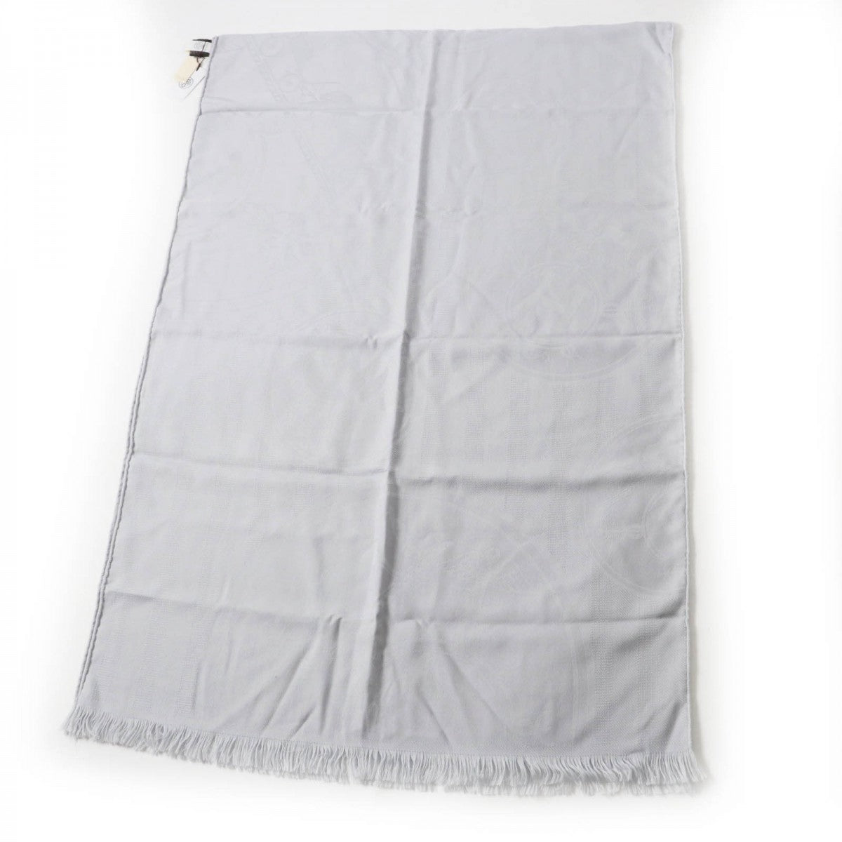 HERMES Scarf H262494S Main: 85% cashmere  Main: 15% silk Light gray New Libris Women Used Authentic
